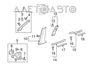 Накладка порога передняя правая внутр Acura MDX 07-13 черная