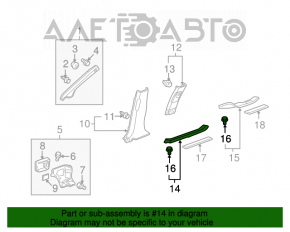 Capacul pragului din față dreapta interior pentru Acura MDX 07-13, negru.