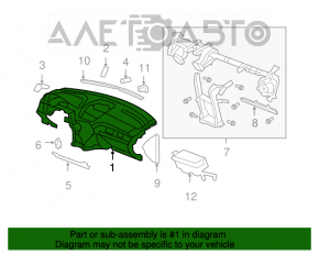 Torpedo fără airbag frontal pentru Acura MDX 07-13, negru