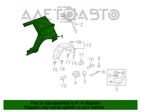 Aripa spate stânga Acura MDX 07-13 argintie pe caroserie.