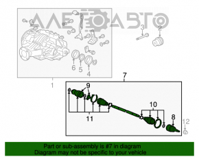 Ax cu semiax spate dreapta pentru Acura MDX 07-13 ruginită