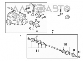 Ax cu semiax spate dreapta pentru Acura MDX 07-13 ruginită