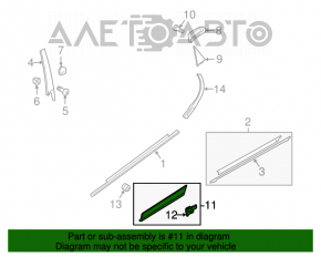 Decorație inferioară ușii spate stânga Audi Q5 8R 13-17 cu muluri cromate, zgârieturi, muluri vopsite peste