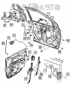 Geam electric cu motor fata stanga Jeep Compass 11-16