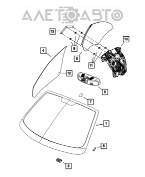 Oglindă interioară Jeep Compass 11-16, neagră, goală.