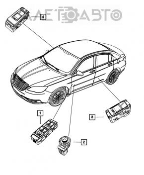 Controlul geamului electric din spatele stânga Jeep Compass 11-16 negru