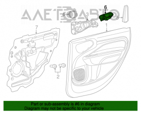 Controlul geamului electric din spate dreapta pentru Fiat 500L 14- negru, automat, cu capac negru.