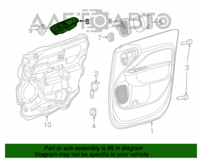 Controlul geamului electric din față, stânga, pentru Fiat 500L 14- negru, 4 automat, cu capac negru