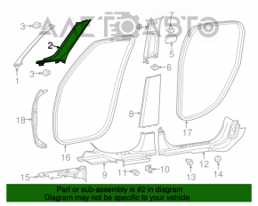 Capacul stâlpului frontal stânga Fiat 500L 14- negru, zgârieturi