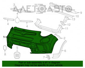 Бампер передний голый Fiat 500L 14-17 Trekking чёрный
