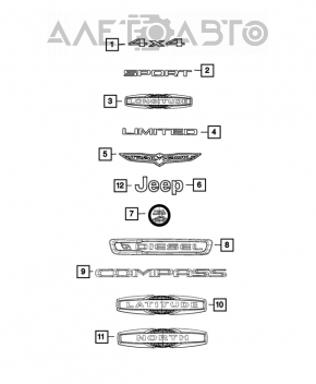 Эмблема надпись COMPASS двери передней правой Jeep Compass 17-