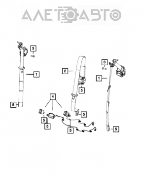Ремень безопасности задний левый Jeep Compass 17- чёрн