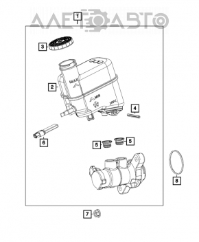 Главный тормозной цилиндр с бачком Jeep Compass 17- с крышкой