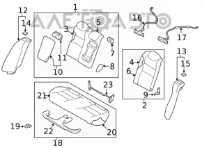 Rândul din spate al locurilor 2 pentru Nissan Altima 19 - material textil, negru, pentru curățare.