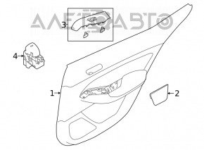 Обшивка двери карточка задняя левая Nissan Altima 19- черн с черн вставкой кожа, подлокотник кожа, царапины