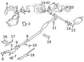 Traseul de evacuare intermediar al Nissan Altima 19- 2.5 awd.