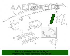 Airbagul pentru scaunul din spate stânga al Chevrolet Cruze 11-15.