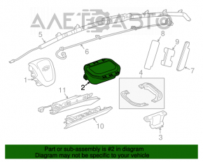 Airbag-ul pasagerului din bordul Chevrolet Cruze 11-15 cu cartușul pirotehnic ruginit.