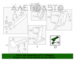 Capacul pragului din spate dreapta pentru Chevrolet Cruze 11-15, negru, zgâriat.