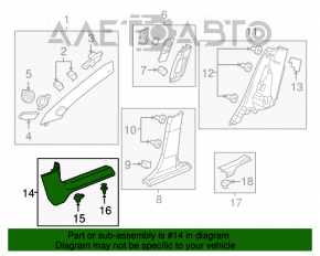 Capacul pragului din față dreapta pentru Chevrolet Cruze 11-15, negru.