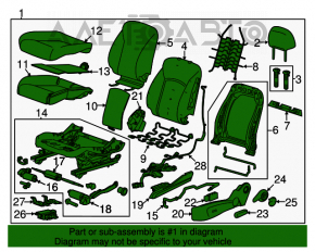 Водительское сидение Chevrolet Cruze 11-15 без airbag, тряпка черн с серым