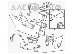 Консоль центральная подлокотник и подстаканники Chevrolet Cruze 11-15 черн