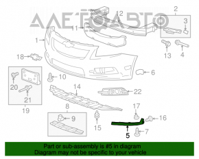 Suportul de montare a bara de protectie fata stanga sub farul Chevrolet Cruze 11-15