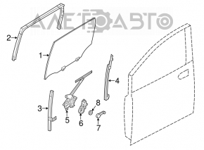 Направляющая стекла двери задней правой Nissan Versa Note 13-19 перед