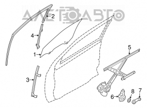Уплотнитель стекла передний правый Nissan Versa Note 13-19