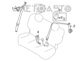 Centura de siguranță spate dreapta pentru Nissan Versa Note 13-19, culoare neagră.