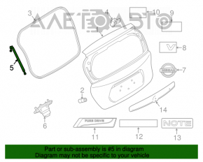 Amortizorul ușii portbagajului dreapta Nissan Versa Note 13-19 fără suport