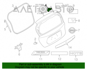 Buclele ușii portbagajului dreapta Nissan Versa Note 13-19