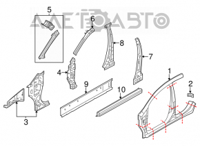 Стойка кузова центральная правая Nissan Versa Note 13-19