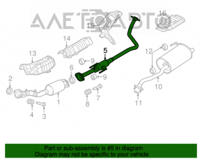 Drumul de evacuare intermediar al modelului Nissan Versa 12-19 SUA 1.6