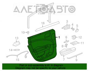 Capacul ușii, cartela din spate stânga pentru Dodge Charger 15-20, negru, material textil.