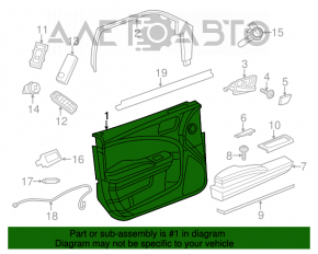 Обшивка двери карточка передняя левая Dodge Charger 15-20 рест черн тряпка