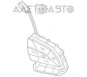 Butonul de control de pe volanul drept al Jeep Cherokee KL 14- fără radar, uzat.