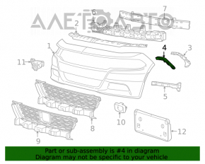 Suportul de prindere a bara frontală pe bara stângă a Dodge Charger 15-20 rest exterior.