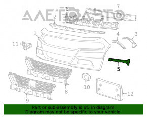 Кронштейн нижней решетки перед бампера внутр левый Dodge Charger 15-20 рест новый неоригинал