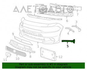 Suportul grilei inferioare din față, partea dreaptă, pentru Dodge Charger 15-20, nou, neoriginal.