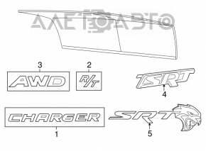 Emblema cu inscripția CHARGHER de pe capacul portbagajului Dodge Charger 11-