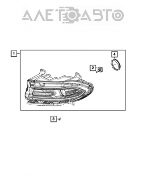 Farul dreapta față asamblat pentru Dodge Charger 15-20, restilizat, cu xenon.