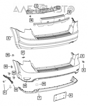 Reflectorul din bara spate dreapta pentru Dodge Journey 11- SXT.