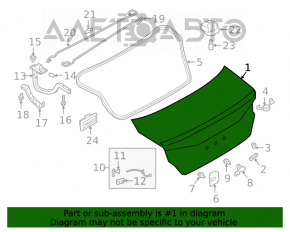 Capac portbagaj Nissan Altima 19- albastru RAY, cleme