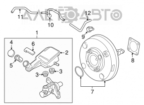 Cilindrul principal de frână cu rezervorul Nissan Versa 12-19 SUA, cutie automată