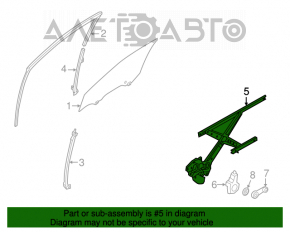 Ridicator de geamuri manual, dreapta față, Nissan Versa 12-19 SUA