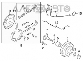 Tambur frână spate stânga Nissan Versa Note 13-19 cu butuc de 203 mm.