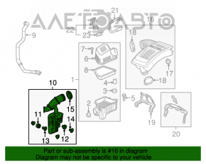 Conductă de aer către filtrul cu colector de gunoi pentru GMC Terrain 10-17