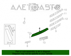 Moldura portbagaj Chevrolet Equinox 10-15 pre-restilizare, fără emblemă, cromată, cu cameră, zgârietură.