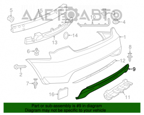 Губа заднего бампера Chrysler 200 11-14 под одну трубу